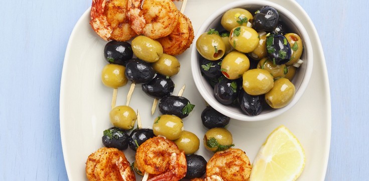 Shrimp Skewers with Olives