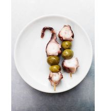 OCTOPUS SKEWERS WITH GREEN OLIVES