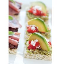 GREEN OLIVE TAPENADE AND AVOCADO CANAPÉ