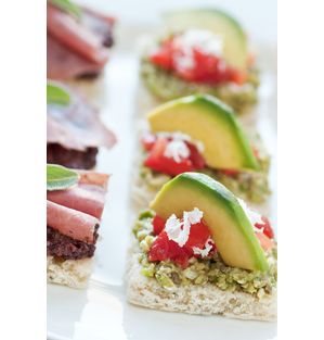 GREEN OLIVE TAPENADE AND AVOCADO CANAPÉ