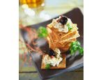 CRACKERS WITH AUBERGINE CAVIAR AND GREEN OLIVES